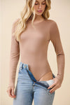 Crew Neck Double Layered Long Sleeve Bodysuit