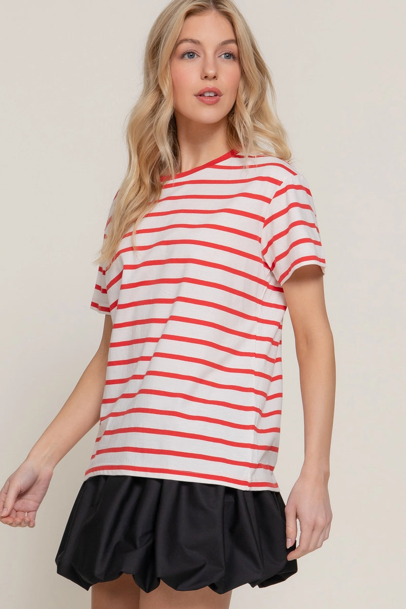 Short Sleeve Crew Neck Stripe Oversize T-Shirt