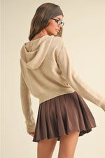 Zip Up Knit Sweater Hoodie