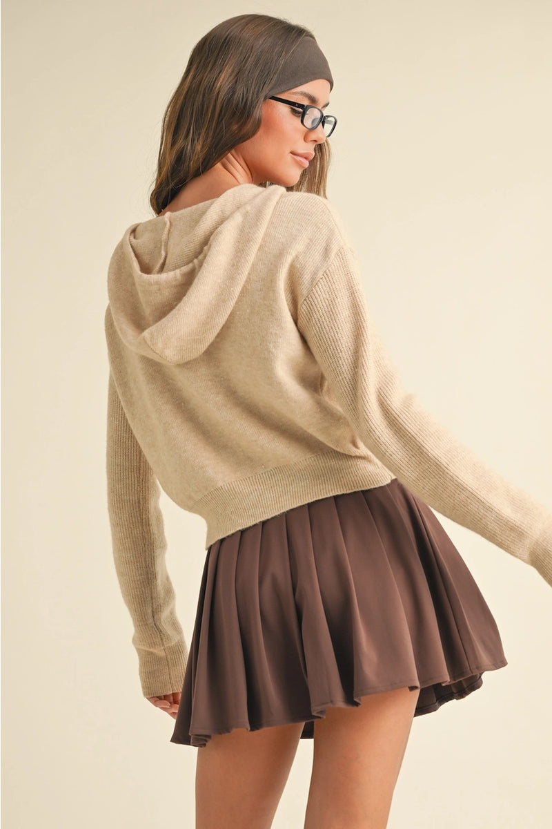 Zip Up Knit Sweater Hoodie