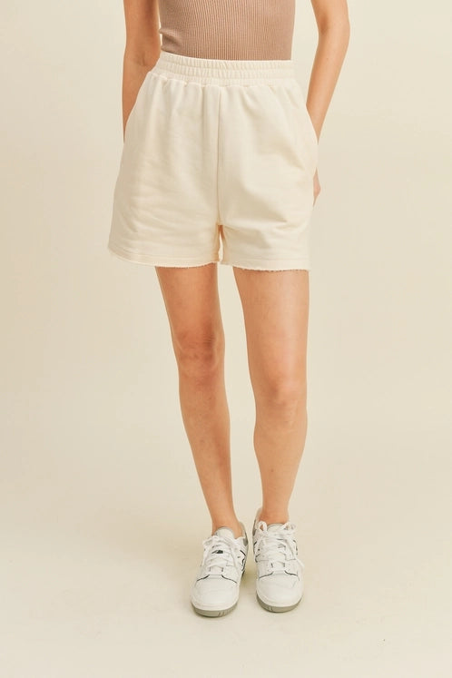 Cream High Waist Sweat Shorts