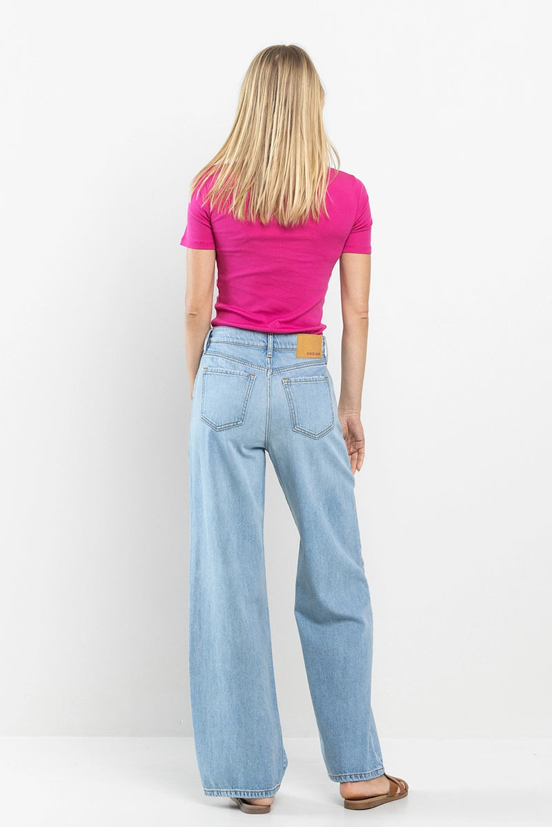 Sneak Peek High Rise Wide Leg Jeans in Medium Light