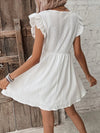 Eyelet Ruffled Cap Sleeve Mini Dress