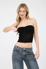 Strapless Crochet Knit Top