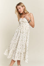 Smocked Floral Sweetheart Neck Cami Dress