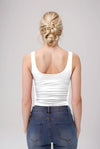 Double Scoop Neck Double Layered Crop Tank Top