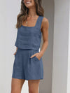 Square Neck Wide Strap Top and Shorts Set