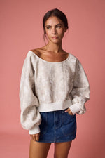 Nature Camo Print Off-Shoulder Sweatshirt