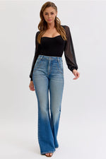 Cello High Rise Wide Leg with Cuff Jeans