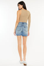 Kancan Full Size Raw Hem High Waist Denim Shorts