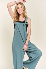 Knotted Wide Strap Wide Leg Overalls