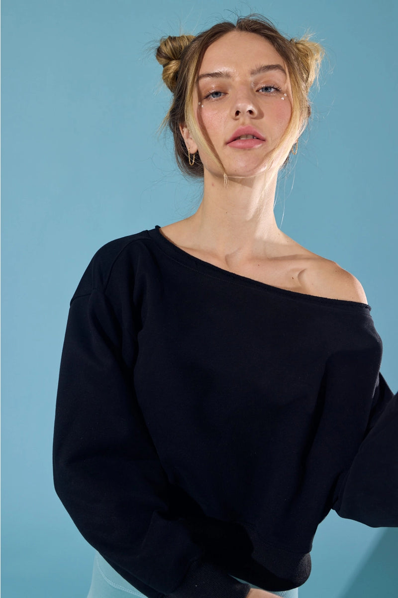 Alina Off Shoulder Cropped Sweatshirt