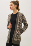 Leopard Jacquard Cardigan with Pockets