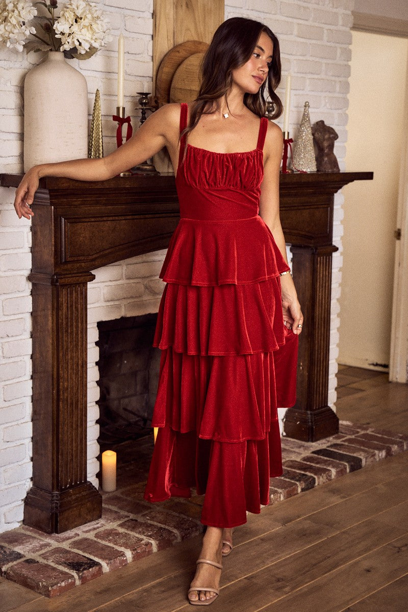 velour holiday dress Velvet Christmas Tiered Maxi – Thistle and Thread Boutique Classic yet striking How to Dress Like Size (FR):36 Missy: 10