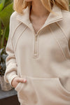 Half Zip Up Long Sleeve Knit Top