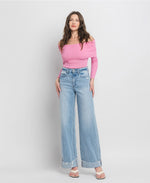 Vervet Super High Rise Cuff Baggy Wide Leg Jeans