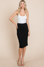 Elastic Waist Pencil Skirt