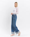 Vervet by Flying Monkey High Rise Cuffed Panel Baggy Wide Jeans