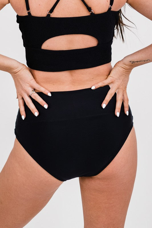 Black Midi V Swim Bottoms