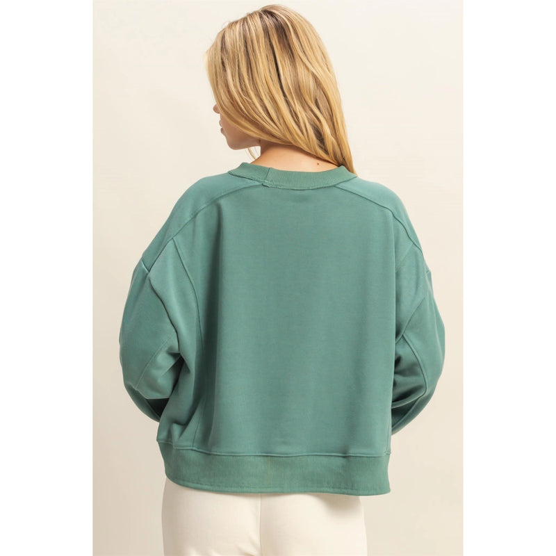 Layered Hem Sweatshirt with Raw Edges