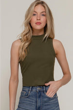 Mock Neck Brushed Rib Tank Top