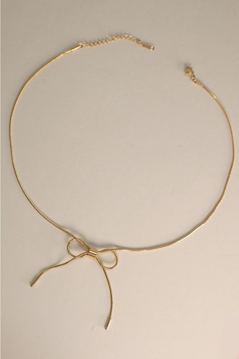 18K Stainless Steel Tarnish Free Bow Necklace
