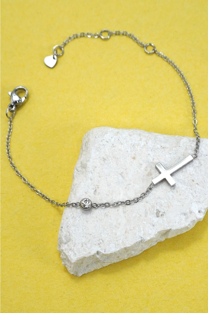 18K Stainless Steel Tarnish Free Cross Bracelet