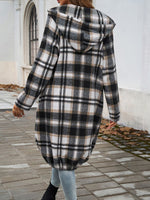 Plaid Zip Up Hooded Coat