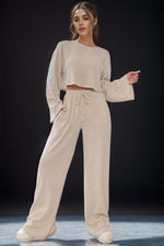 Round Neck Long Sleeve Top and Pants Set