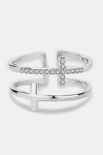 925 Sterling Silver Inland Zircon Cross Ring