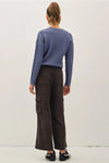 Tencel High Rise Drawstring Wide Leg Cargo Pants