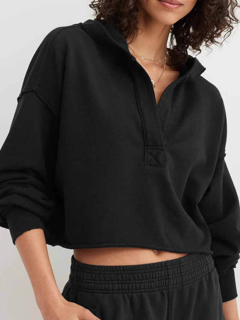 Exposed Seam Long Sleeve Hoodie