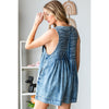 V-Neck Puff Sleeve Denim Romper