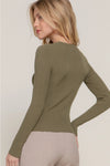 Long Sleeve Crew Neck Viscose Rib Sweater