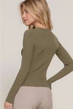 Long Sleeve Crew Neck Viscose Rib Sweater