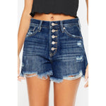 KanCan High Rise Distressed Mom Shorts