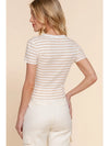 Short Sleeve Crew Neck Stripe Cotton Rib Top
