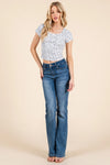 Short Sleeve Scoop Neck Bow Top