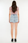 Kancan Distressed High Waist Denim Shorts with Pockets