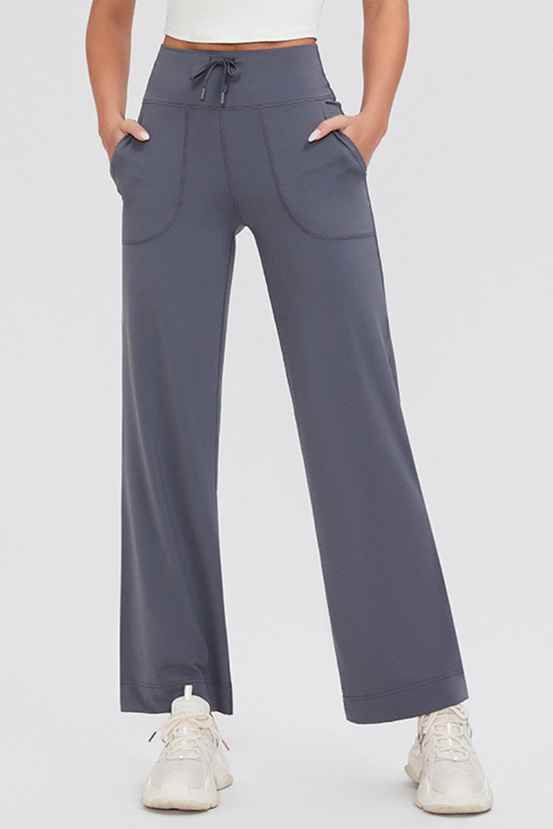 Full Size Drawstring High Waist Pants with Pockets