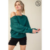 Plus Size French Terry Fleece Off Shoulder Top