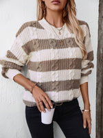 Striped Round Neck Long Sleeve Sweater