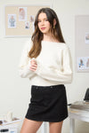 Back Velvet Bow Detail Knit Pullover Sweater