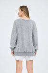 Washed Crewneck Long Sleeve Knit Top