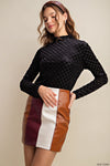 Striped Faux Leather Mini Skirt