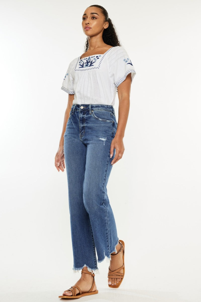 Kancan Full Size High Rise Slim Wide Leg Jeans