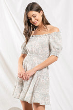 Folded Ruffle Neckline Mini Dress