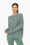 Waffle Ribbed Roundneck Pullover