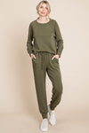 Round Neck Raglan Sleeve Top and Pants Lounge Set