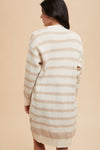 Checkered & Striped Open Front Long Sleeve Cardigan